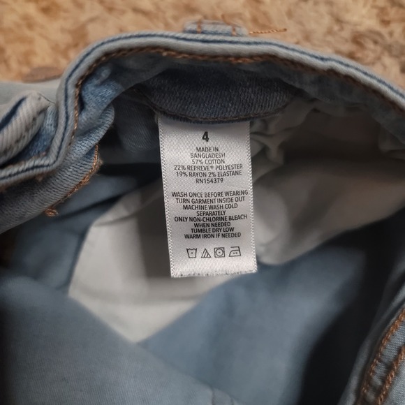 Aeropostale Denim Shorts Girls Size 4 Light Wash High Rise Midi Cuffed Stretch - Picture 3 of 6